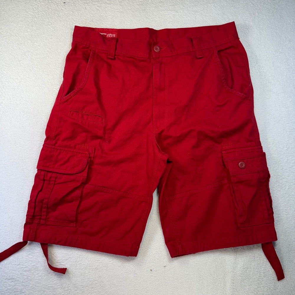 Jordan Craig Cargo Shorts Mens 34 Red Cotton Multi Pocket Utility Style 4200